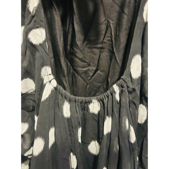 Anthropologie Maeve Black White Polka Dot Midi Dress Sheer Lined Plus Size 1X - Picture 12 of 16